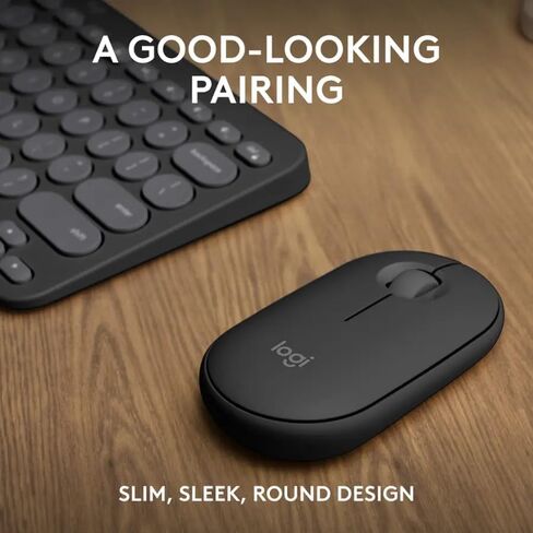 Logitech Pebble 2 Combo Wireless Keyboard and Mouse Bundle, Compact Slim Design, Bluetooth & Logi Bolt, Silent Scissor Keys, Multi-Device Pairing, Windows Mac iPad Chrome - Graphite, Includes Cloth in Saudi Arabia