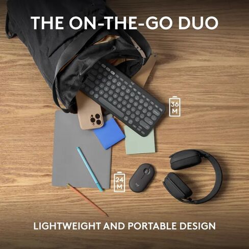 Logitech Pebble 2 Combo Wireless Keyboard and Mouse Bundle, Compact Slim Design, Bluetooth & Logi Bolt, Silent Scissor Keys, Multi-Device Pairing, Windows Mac iPad Chrome - Graphite, Includes Cloth in Saudi Arabia