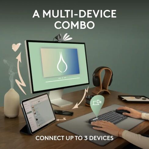 Logitech Pebble 2 Combo Wireless Keyboard and Mouse Bundle, Compact Slim Design, Bluetooth & Logi Bolt, Silent Scissor Keys, Multi-Device Pairing, Windows Mac iPad Chrome - Graphite, Includes Cloth in Saudi Arabia