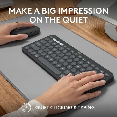 Logitech Pebble 2 Combo Wireless Keyboard and Mouse Bundle, Compact Slim Design, Bluetooth & Logi Bolt, Silent Scissor Keys, Multi-Device Pairing, Windows Mac iPad Chrome - Graphite, Includes Cloth in Saudi Arabia