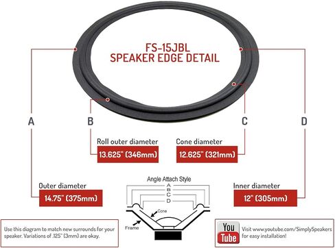 Pioneer Speaker Foam Edge Repair Kit, 15 Inch, HPM-1100, HPM-150, HPM-1500, FSK-15JBL in Saudi Arabia