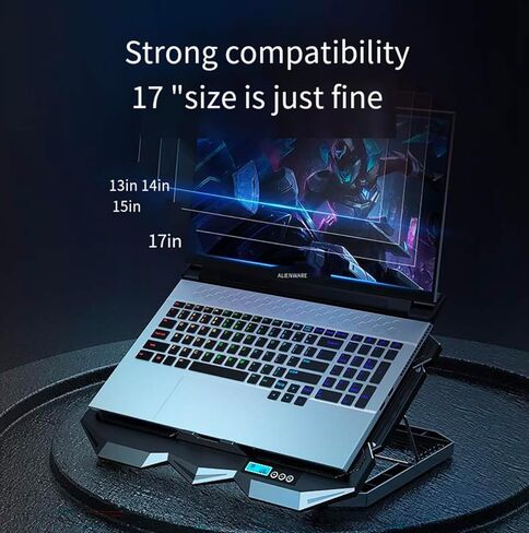 Laptop Cooling pad for Dell XPS 13 9340 Gaming laptops, Laptop Cooler with 4 Fans, LCD Display Screen, 4 Height, 2 USB-A Port Laptop Stand in Saudi Arabia