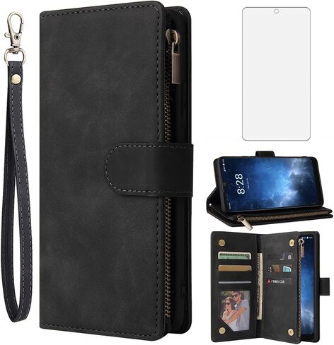 ASUWISH متوافق مع حافلة الحافظة على شاشة الزجاج من ROUVO V الحادة وحماية بطاقة CORDER بالجلد الحامل Cell Accessories Folio Pres in Saudi Arabia