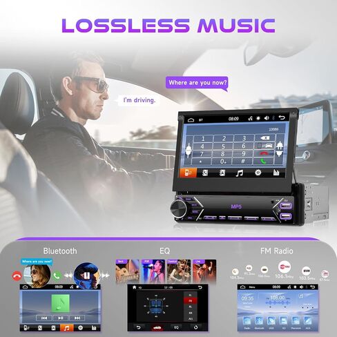 Single Din Flip Out Car Stereo Bluetooth 7 Inch Retractable Touch Screen Car Radio 1 Din Mirror Link/FM/EQ USB/Type-C/AUX SWC, Driauto Car Audio Receiver MP5 Multimedia Player with Backup Camera in Saudi Arabia