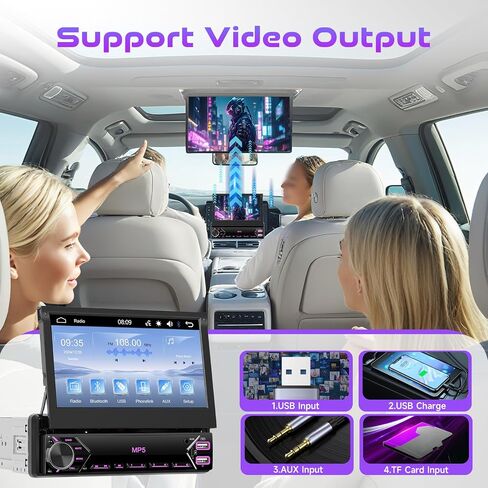 Single Din Flip Out Car Stereo Bluetooth 7 Inch Retractable Touch Screen Car Radio 1 Din Mirror Link/FM/EQ USB/Type-C/AUX SWC, Driauto Car Audio Receiver MP5 Multimedia Player with Backup Camera in Saudi Arabia