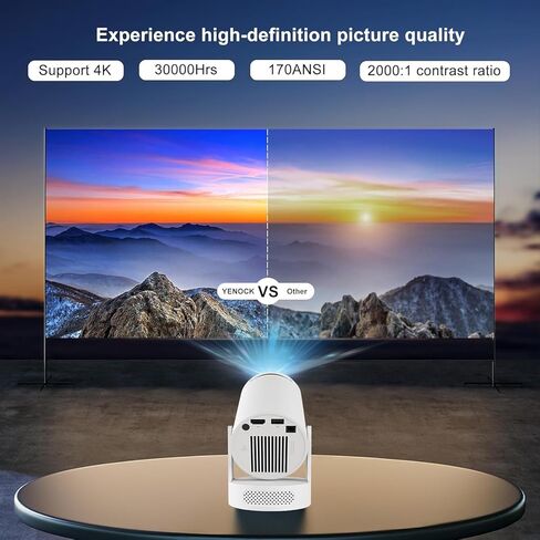 【التطبيقات المدمجة】 أجهزة العرض المصغرة واي فاي وبلوتوث ، جهاز عرض للأفلام متوافق مع الهاتف الذكي TV Stick / HDMI / USB ، ودعم 4K محمولة في الهواء الطلق للمسرح المنزلي مع إسقاط الجدار / السقف in Kuwait