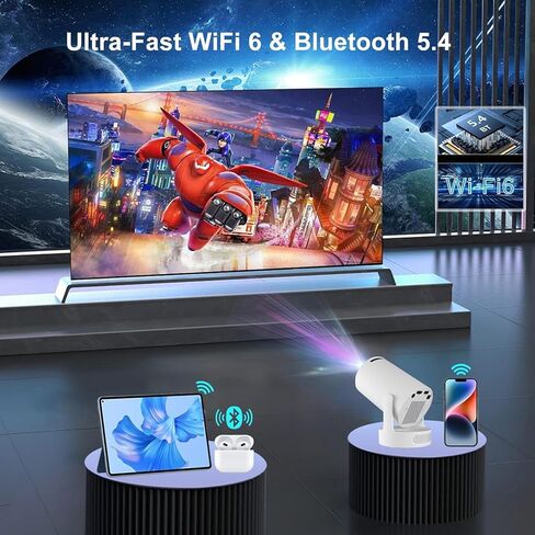 【التطبيقات المدمجة】 أجهزة العرض المصغرة واي فاي وبلوتوث ، جهاز عرض للأفلام متوافق مع الهاتف الذكي TV Stick / HDMI / USB ، ودعم 4K محمولة في الهواء الطلق للمسرح المنزلي مع إسقاط الجدار / السقف in Kuwait