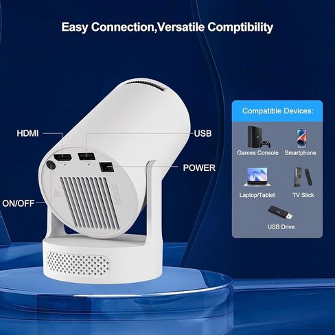 【التطبيقات المدمجة】 أجهزة العرض المصغرة واي فاي وبلوتوث ، جهاز عرض للأفلام متوافق مع الهاتف الذكي TV Stick / HDMI / USB ، ودعم 4K محمولة في الهواء الطلق للمسرح المنزلي مع إسقاط الجدار / السقف in Kuwait