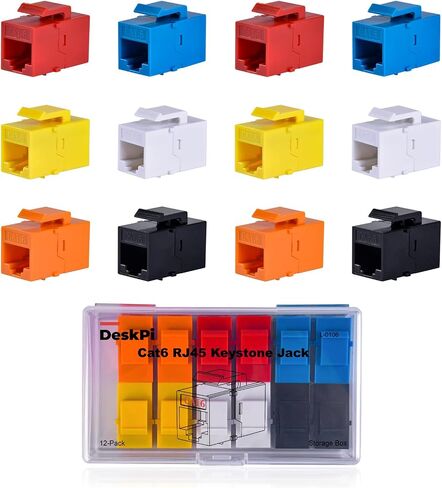 Geeekpi 12-Pack Cat6 RJ45 Keystone Jack Insert ، Ethernet Keystone Jack للوحة التصحيح ، متعدد الألوان in Saudi Arabia