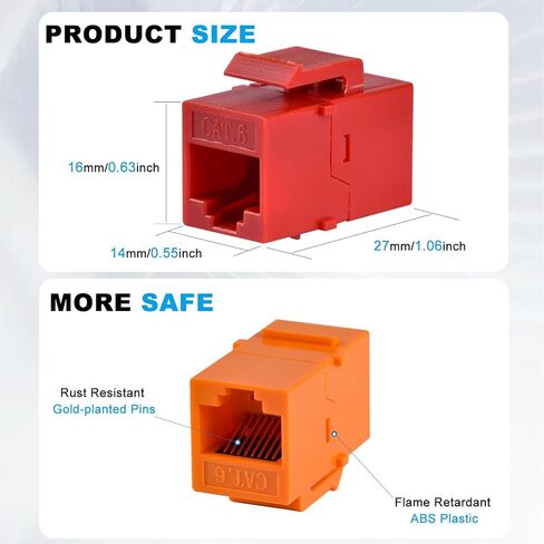 Geeekpi 12-Pack Cat6 RJ45 Keystone Jack Insert ، Ethernet Keystone Jack للوحة التصحيح ، متعدد الألوان in Saudi Arabia