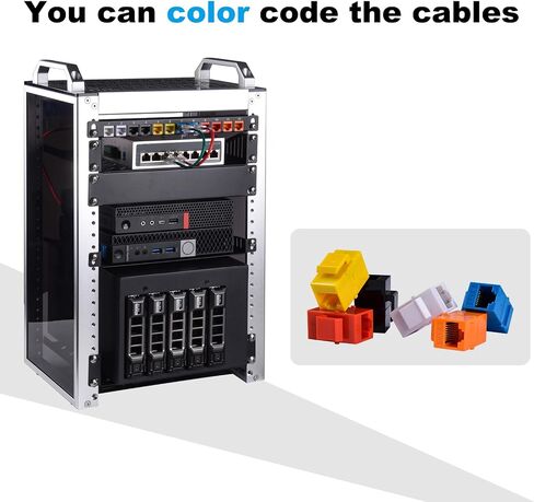 Geeekpi 12-Pack Cat6 RJ45 Keystone Jack Insert ، Ethernet Keystone Jack للوحة التصحيح ، متعدد الألوان in Saudi Arabia