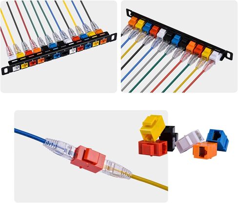 Geeekpi 12-Pack Cat6 RJ45 Keystone Jack Insert ، Ethernet Keystone Jack للوحة التصحيح ، متعدد الألوان in Saudi Arabia