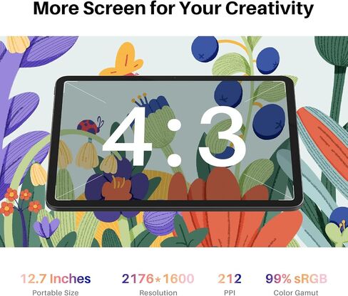 HUION Kamvas Slate 13 Standalone Drawing Tablet No Computer Needed 12.7" 2K QHD Digital Art Tablet, Full-Laminated Screen, 8G+256G, Android 14, Keydial Remote Bluetooth Programmble Keypad in Saudi Arabia