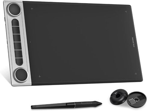 Huion Inspiroy Dial 2 Bluetooth Wireless Graphics Drawing Tablet مع حزمة أوجه مزدوجة مع قفاز Sketelon للفن الرقمي والرسوم المتحركة وتصميم الرسومات in Saudi Arabia