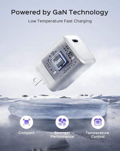 30W Compact Wall Charger, USB C Charger Block with GaN III Tech, PD3.0 PPS QC4.0 Fast Foldable Power Adapter for iPhone 16 15, Galaxy, Pixel, iPad, AirPods,MacBook Air (White, 1 Pack) in Kuwait