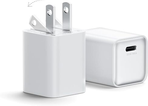 30W Compact Wall Charger, USB C Charger Block with GaN III Tech, PD3.0 PPS QC4.0 Fast Foldable Power Adapter for iPhone 16 15, Galaxy, Pixel, iPad, AirPods,MacBook Air (White, 1 Pack) in Kuwait
