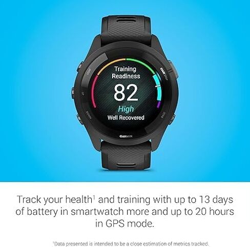 Garmin Forerunner 265 Running Smartwatch ، شاشة AMOLED الملونة ، مقاييس التدريب ورؤى الاسترداد ، باللونين الأسود والمسحوق الرمادي (متجدد) in Saudi Arabia