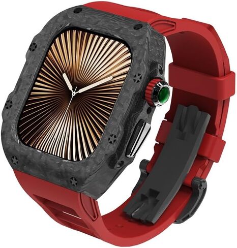 Bik for Apple Watch S10 46mm 46mm ألياف الكربون ، مجموعة تعديل حالة Case ， لـ IWatch Series Ultra 2 49mm 9 8 7 6 5 4 SE 44mm 45mm مدي (أصفر ، 46 مم) in Kuwait