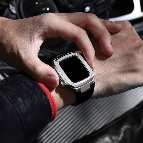 Stainless Steel Watch Case Strap Bracelet Set，For Apple Watch Band 44mm 40mm 2 3 4 5 6 SE 7 8 9 Series Watch Upgrade Protection Kit in Saudi Arabia