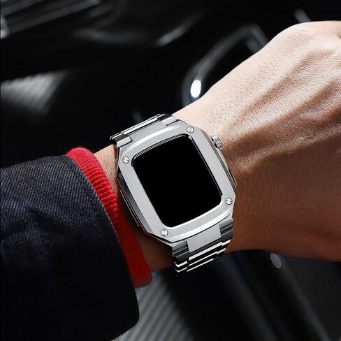 Stainless Steel Watch Case Strap Bracelet Set，For Apple Watch Band 44mm 40mm 2 3 4 5 6 SE 7 8 9 Series Watch Upgrade Protection Kit in Saudi Arabia
