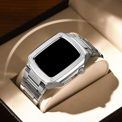 Stainless Steel Watch Case Strap Bracelet Set，For Apple Watch Band 44mm 40mm 2 3 4 5 6 SE 7 8 9 Series Watch Upgrade Protection Kit in Saudi Arabia