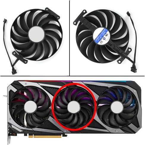 3pcs/ الكثير من الرسومات ، استبدال مروحة تبريد بطاقة الرسومات لـ ASUS ROG Strix RTX 3060TI 3070 3070TI 3080 3080TI 3090 Gaming RX 6700XT 6800 95MM CF1010U12S 12V 0.45A 7 PIN Card Card Card Fan GPU (Fan-4) in Kuwait