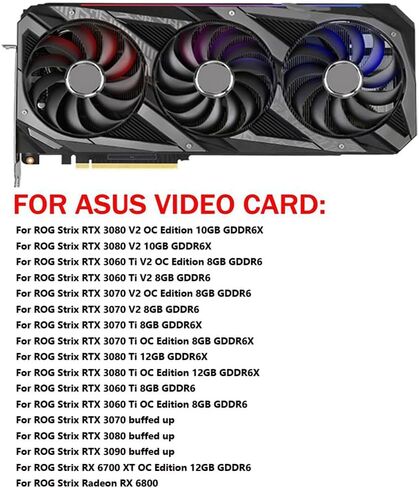 3pcs/ الكثير من الرسومات ، استبدال مروحة تبريد بطاقة الرسومات لـ ASUS ROG Strix RTX 3060TI 3070 3070TI 3080 3080TI 3090 Gaming RX 6700XT 6800 95MM CF1010U12S 12V 0.45A 7 PIN Card Card Card Fan GPU (Fan-4) in Kuwait