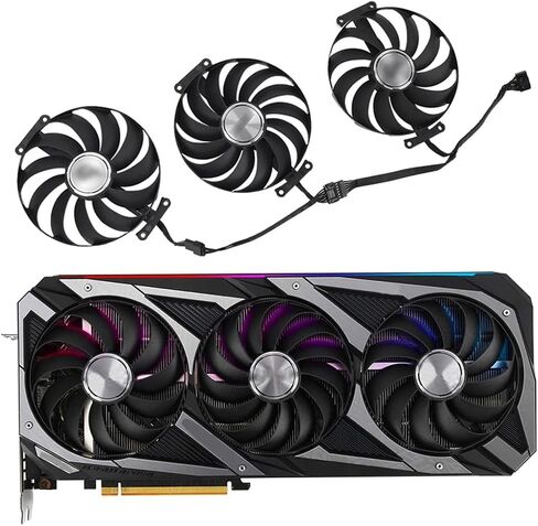 3pcs/ الكثير من الرسومات ، استبدال مروحة تبريد بطاقة الرسومات لـ ASUS ROG Strix RTX 3060TI 3070 3070TI 3080 3080TI 3090 Gaming RX 6700XT 6800 95MM CF1010U12S 12V 0.45A 7 PIN Card Card Card Fan GPU (Fan-4) in Kuwait
