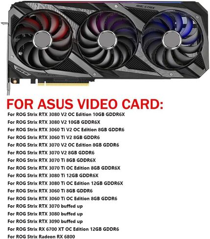 3pcs/ الكثير من الرسومات ، استبدال مروحة تبريد بطاقة الرسومات لـ ASUS ROG Strix RTX 3060TI 3070 3070TI 3080 3080TI 3090 Gaming RX 6700XT 6800 95MM CF1010U12S 12V 0.45A 7 PIN Card Card Card Fan GPU (Fan-4) in Kuwait