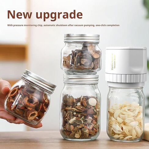 2025 Upgraded Mason Jar Vacuum Sealer, Electric Vacuum Sealer for Regular Mouth and Wide Mouth Canning Jars, Fully Automated and Portable in Saudi Arabia