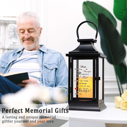 TRIROCKS Memorial Lantern 11''H Walk Beside Us Remembrance Lantern with Memorial Poem Bereavement Sympathy Gift for Loss of Mother Funeral Memorial Service Loss of Loved One(Black, Without Candle) in Kuwait