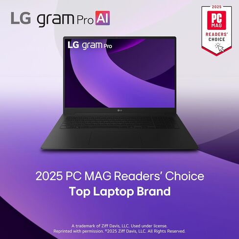 كمبيوتر محمول LG gram Pro خفيف الوزن مقاس 16 بوصة، إصدار Intel Evo مدعوم بمعالج Intel Core Ultra7 255H، NVIDIA RTX5050، Windows 11 Home، ذاكرة الوصول العشوائي 32 جيجابايت، 2 تيرابايت SSD، أسود in Kuwait