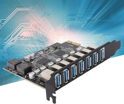 Yoidesu 7 Port PCIE Expansion Card, PCIE to USB 3.2 GEN1 Expansion with 5Gbps High Speed Transmission Stable Power, 7 Ports USB 3.2 GEN1, Suitable for Win and Linux in Saudi Arabia