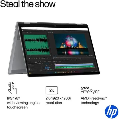 HP OmniBook X X360 2 in 1 Copilot+ Laptop, 16" 2K Touchscreen, AMD Ryzen AI 7 350, 24GB LPDDR5x RAM 1TB SSD, Backlit KB, Up to 21 Hrs Batterylife, Win11 PRO +BWE Accessories, Successor to Envy x360 in Saudi Arabia