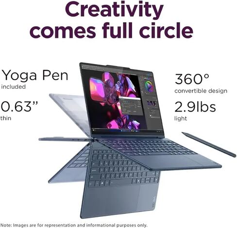 Lenovo Yoga 9i 2-in-1 Copilot+ Laptop ، Intel Ultra 7-258V ، 32 GB LPDDR5X RAM ، 1 TB PCIe SSD ، 14 "3K (2880x1800) OLED Touchscreen Display ، Intel Arc Display ، Backlit Keyboard ، W11 Pro ، Cosmic Blue in Saudi Arabia