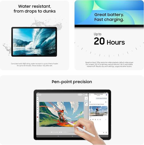Samsung Galaxy Tab S10 Fe 5G AI مع S-Pen ، 128GB + 8GB ، SM-X526 13.1 "13 ميجابكسل كاميرا 10،090 مللي أمبير ، المصنع غير مقفل (رمادي) in Saudi Arabia
