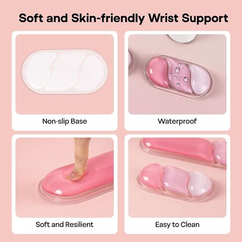 EPOMAKER CloudGel Wrist Rest for Keyboard and Mouse, 2 Pieces Gel Wrist Support, Anti-Slip Rubber Bottom, Ergonomic Design, Suitable for Office/Computer/Laptop/Gaming (Pink) in Saudi Arabia