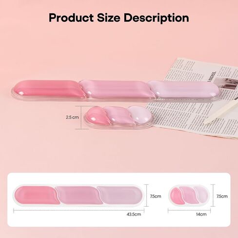 EPOMAKER CloudGel Wrist Rest for Keyboard and Mouse, 2 Pieces Gel Wrist Support, Anti-Slip Rubber Bottom, Ergonomic Design, Suitable for Office/Computer/Laptop/Gaming (Pink) in Saudi Arabia
