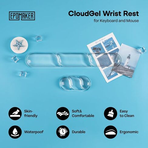 EPOMAKER CloudGel Wrist Rest for Keyboard and Mouse, 2 Pieces Gel Wrist Support, Anti-Slip Rubber Bottom, Ergonomic Design, Suitable for Office/Computer/Laptop/Gaming (Pink) in Saudi Arabia