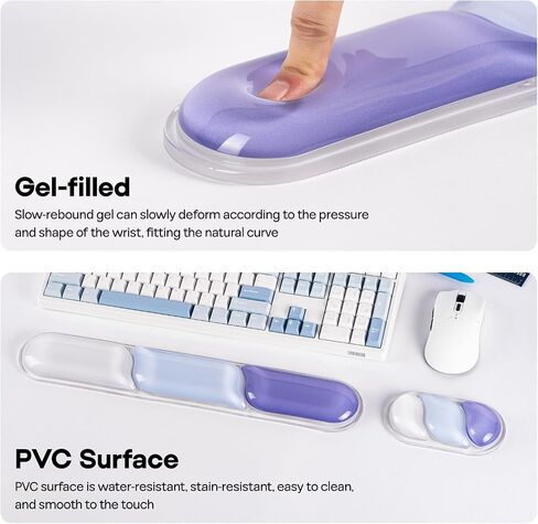EPOMAKER CloudGel Wrist Rest for Keyboard and Mouse, 2 Pieces Gel Wrist Support, Anti-Slip Rubber Bottom, Ergonomic Design, Suitable for Office/Computer/Laptop/Gaming (Pink) in Saudi Arabia