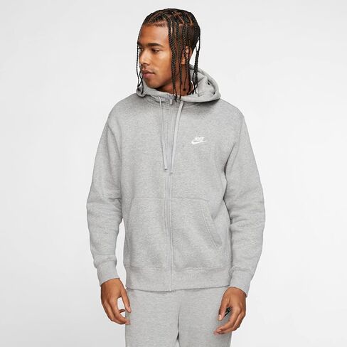 Nike Men's Sportswear Club Fleece Full Zip Hoodie, Fleece Zip-Up Hoodie Men, White/White/Black, XS in Saudi Arabia