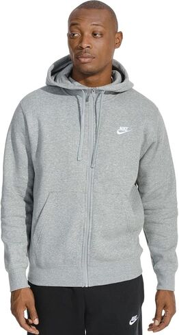 Nike Men's Sportswear Club Fleece Full Zip Hoodie, Fleece Zip-Up Hoodie Men, White/White/Black, XS in Saudi Arabia