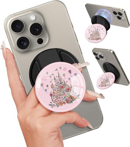 قبضة الهاتف المغناطيسية kidcube متوافقة مع Magsafe - قبضة الهاتف الخليوي حامل Ring Magnet Accstand Assorable for iPhone 16 Pro Max/16/15/14/13/12 Series Cute Kawaii Flowers Cat in Kuwait