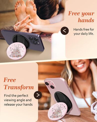 قبضة الهاتف المغناطيسية kidcube متوافقة مع Magsafe - قبضة الهاتف الخليوي حامل Ring Magnet Accstand Assorable for iPhone 16 Pro Max/16/15/14/13/12 Series Cute Kawaii Flowers Cat in Kuwait