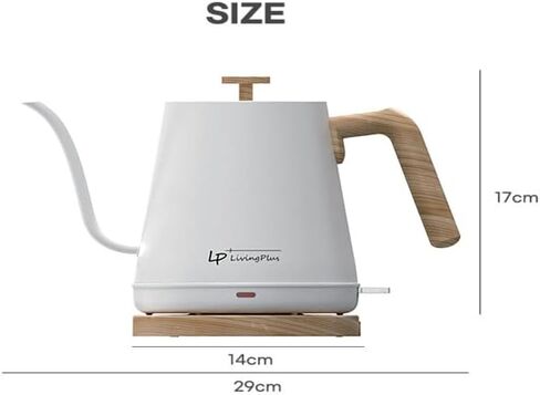 Modern Electric Gooseneck inner Stainless Steel Kettle, 1200W Quick Heating, One touch, Auto Shut off with Elegant Wood Grain design 800ML (Black) in Kuwait