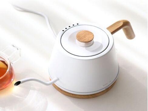 Modern Electric Gooseneck inner Stainless Steel Kettle, 1200W Quick Heating, One touch, Auto Shut off with Elegant Wood Grain design 800ML (Black) in Kuwait