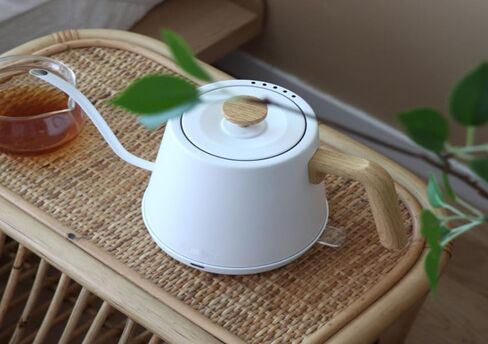 Modern Electric Gooseneck inner Stainless Steel Kettle, 1200W Quick Heating, One touch, Auto Shut off with Elegant Wood Grain design 800ML (Black) in Kuwait