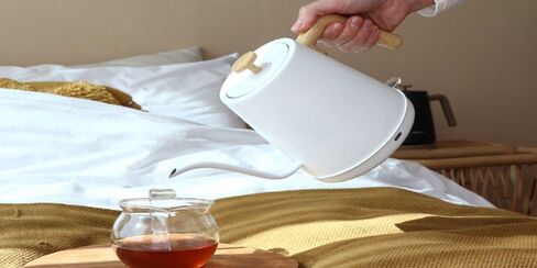 Modern Electric Gooseneck inner Stainless Steel Kettle, 1200W Quick Heating, One touch, Auto Shut off with Elegant Wood Grain design 800ML (Black) in Kuwait