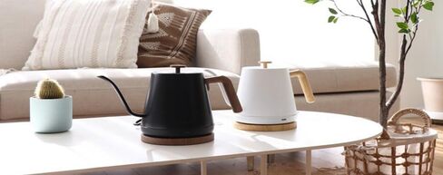 Modern Electric Gooseneck inner Stainless Steel Kettle, 1200W Quick Heating, One touch, Auto Shut off with Elegant Wood Grain design 800ML (Black) in Kuwait