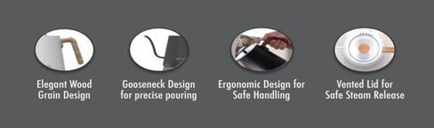 Modern Electric Gooseneck inner Stainless Steel Kettle, 1200W Quick Heating, One touch, Auto Shut off with Elegant Wood Grain design 800ML (Black) in Kuwait